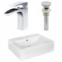 American Imaginations AI-26351 20.25-in. W Above Counter White Vessel Set For 1 Hole Center Faucet - Faucet Included