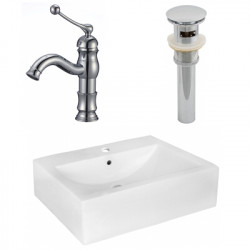 American Imaginations AI-26352 20.25-in. W Above Counter White Vessel Set For 1 Hole Center Faucet - Faucet Included