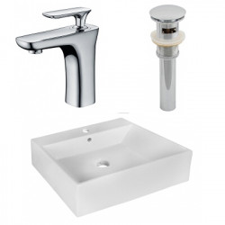 American Imaginations AI-26356 20.5-in. W Above Counter White Vessel Set For 1 Hole Center Faucet - Faucet Included