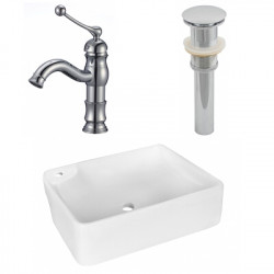 American Imaginations AI-26370 17.25-in. W Above Counter White Vessel Set For 1 Hole Left Faucet - Faucet Included