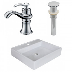 American Imaginations AI-26372 17-in. W Above Counter White Vessel Set For 1 Hole Center Faucet - Faucet Included