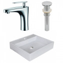 American Imaginations AI-26373 17-in. W Above Counter White Vessel Set For 1 Hole Center Faucet - Faucet Included