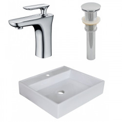 American Imaginations AI-26374 17-in. W Above Counter White Vessel Set For 1 Hole Center Faucet - Faucet Included