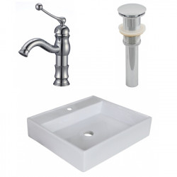 American Imaginations AI-26376 17-in. W Above Counter White Vessel Set For 1 Hole Center Faucet - Faucet Included