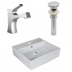 American Imaginations AI-26377 18-in. W Above Counter White Vessel Set For 1 Hole Center Faucet - Faucet Included