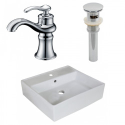 American Imaginations AI-26378 18-in. W Above Counter White Vessel Set For 1 Hole Center Faucet - Faucet Included