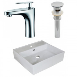 American Imaginations AI-26379 18-in. W Above Counter White Vessel Set For 1 Hole Center Faucet - Faucet Included