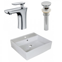American Imaginations AI-26380 18-in. W Above Counter White Vessel Set For 1 Hole Center Faucet - Faucet Included