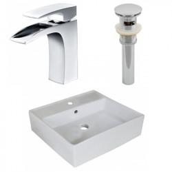 American Imaginations AI-26381 18-in. W Above Counter White Vessel Set For 1 Hole Center Faucet - Faucet Included