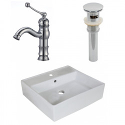 American Imaginations AI-26382 18-in. W Above Counter White Vessel Set For 1 Hole Center Faucet - Faucet Included