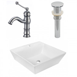 American Imaginations AI-26388 16.5-in. W Above Counter White Vessel Set For 1 Hole Center Faucet - Faucet Included