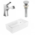 American Imaginations AI-26389 19-in. W Above Counter White Vessel Set For 1 Hole Center Faucet - Faucet Included