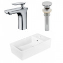 American Imaginations AI-26392 19-in. W Above Counter White Vessel Set For 1 Hole Center Faucet - Faucet Included