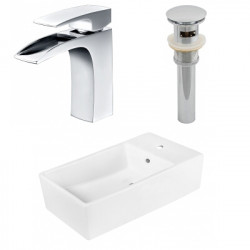 American Imaginations AI-26393 19-in. W Above Counter White Vessel Set For 1 Hole Center Faucet - Faucet Included