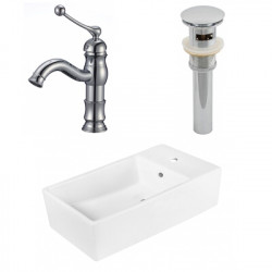 American Imaginations AI-26394 19-in. W Above Counter White Vessel Set For 1 Hole Center Faucet - Faucet Included