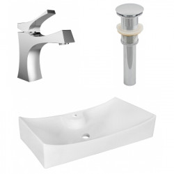 American Imaginations AI-26395 26.25-in. W Above Counter White Vessel Set For 1 Hole Center Faucet - Faucet Included