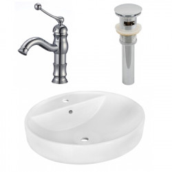 American Imaginations AI-26406 18.1-in. W Above Counter White Vessel Set For 1 Hole Center Faucet - Faucet Included