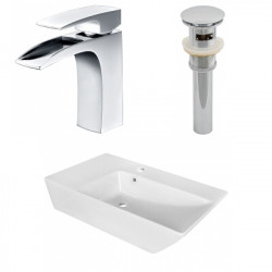 American Imaginations AI-26411 25.5-in. W Above Counter White Vessel Set For 1 Hole Center Faucet - Faucet Included