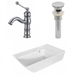 American Imaginations AI-26418 25.5-in. W Above Counter White Vessel Set For 1 Hole Center Faucet - Faucet Included