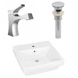 American Imaginations AI-26419 20.5-in. W Above Counter White Vessel Set For 1 Hole Center Faucet - Faucet Included