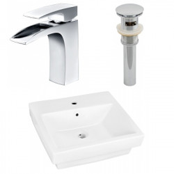 American Imaginations AI-26423 20.5-in. W Above Counter White Vessel Set For 1 Hole Center Faucet - Faucet Included