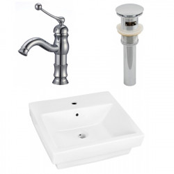 American Imaginations AI-26424 20.5-in. W Above Counter White Vessel Set For 1 Hole Center Faucet - Faucet Included