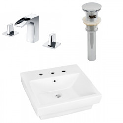 American Imaginations AI-26428 20.5-in. W Above Counter White Vessel Set For 3H8-in. Center Faucet - Faucet Included