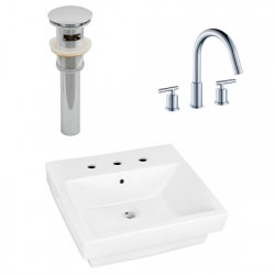 American Imaginations AI-26430 20.5-in. W Above Counter White Vessel Set For 3H8-in. Center Faucet - Faucet Included