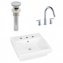 American Imaginations AI-26430 20.5-in. W Above Counter White Vessel Set For 3H8-in. Center Faucet - Faucet Included