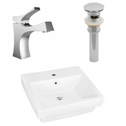 American Imaginations AI-26431 20.5-in. W Semi-Recessed White Vessel Set For 1 Hole Center Faucet - Faucet Included