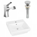 American Imaginations AI-26431 20.5-in. W Semi-Recessed White Vessel Set For 1 Hole Center Faucet - Faucet Included