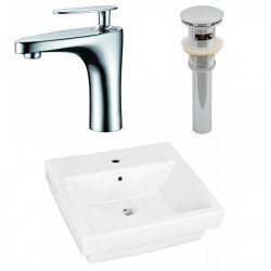 American Imaginations AI-26433 20.5-in. W Semi-Recessed White Vessel Set For 1 Hole Center Faucet - Faucet Included