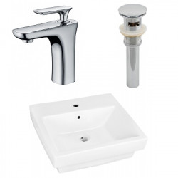 American Imaginations AI-26434 20.5-in. W Semi-Recessed White Vessel Set For 1 Hole Center Faucet - Faucet Included