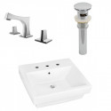 American Imaginations AI-26437 20.5-in. W Semi-Recessed White Vessel Set For 3H8-in. Center Faucet - Faucet Included
