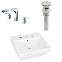 American Imaginations AI-26439 20.5-in. W Semi-Recessed White Vessel Set For 3H8-in. Center Faucet - Faucet Included