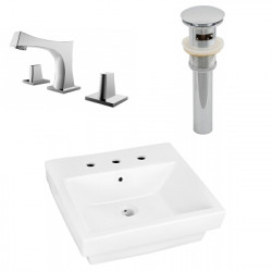 American Imaginations AI-26449 19-in. W Above Counter White Vessel Set For 3H8-in. Center Faucet - Faucet Included