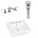American Imaginations AI-26450 19-in. W Above Counter White Vessel Set For 3H8-in. Center Faucet - Faucet Included