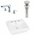American Imaginations AI-26451 19-in. W Above Counter White Vessel Set For 3H8-in. Center Faucet - Faucet Included