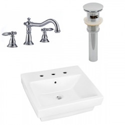 American Imaginations AI-26453 19-in. W Above Counter White Vessel Set For 3H8-in. Center Faucet - Faucet Included