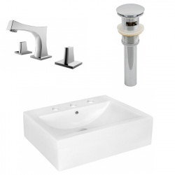 American Imaginations AI-26471 20.25-in. W Above Counter White Vessel Set For 3H8-in. Center Faucet - Faucet Included