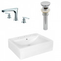 American Imaginations AI-26473 20.25-in. W Above Counter White Vessel Set For 3H8-in. Center Faucet - Faucet Included