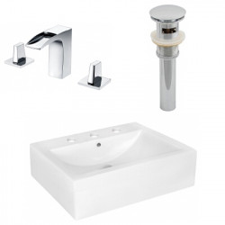 American Imaginations AI-26474 20.25-in. W Above Counter White Vessel Set For 3H8-in. Center Faucet - Faucet Included