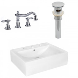 American Imaginations AI-26475 20.25-in. W Above Counter White Vessel Set For 3H8-in. Center Faucet - Faucet Included