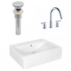 American Imaginations AI-26476 20.25-in. W Above Counter White Vessel Set For 3H8-in. Center Faucet - Faucet Included