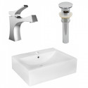 American Imaginations AI-26481 20.25-in. W Wall Mount White Vessel Set For 1 Hole Center Faucet - Faucet Included