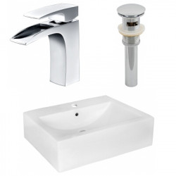 American Imaginations AI-26485 20.25-in. W Wall Mount White Vessel Set For 1 Hole Center Faucet - Faucet Included