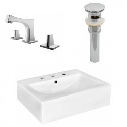 American Imaginations AI-26487 20.25-in. W Wall Mount White Vessel Set For 3H8-in. Center Faucet - Faucet Included