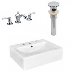 American Imaginations AI-26488 20.25-in. W Wall Mount White Vessel Set For 3H8-in. Center Faucet - Faucet Included