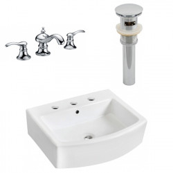 American Imaginations AI-26500 22.25-in. W Above Counter White Vessel Set For 3H8-in. Center Faucet - Faucet Included