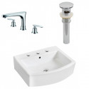 American Imaginations AI-26501 22.25-in. W Above Counter White Vessel Set For 3H8-in. Center Faucet - Faucet Included
